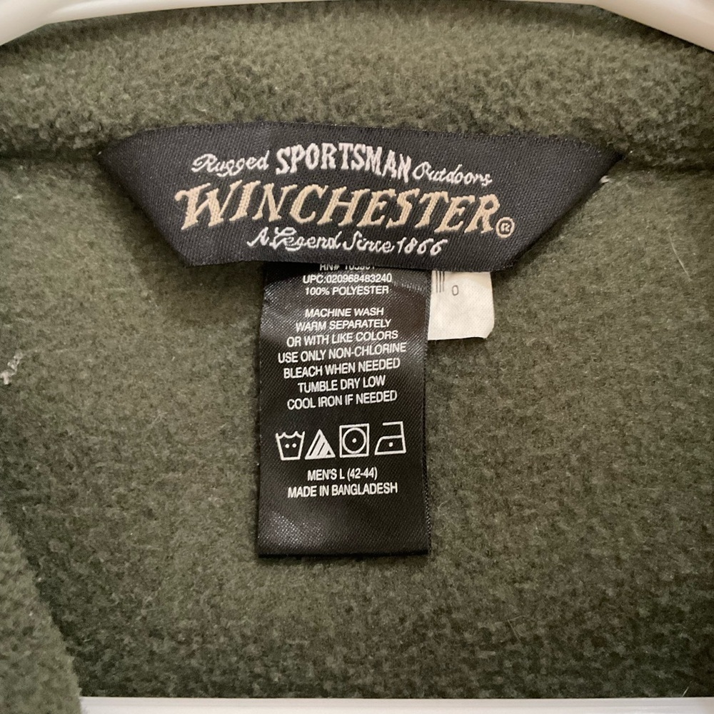 Winchester Fleece Vest Olive Green Large Mens Outdoor Hunting Shooting - Picture 6 of 7